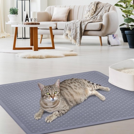 Iptienda Cat Litter Tray Mat, 86 x 56 cm, Silicone Cat Litter Mat, Non-Slip, Cat Litter Tray Mat, Waterproof Anti-Urine, Cat Litter Tray Mat, Easy to Clean (Grey) Iptienda Cat Litter Tray Mat, 86 x 56 cm, Silicone Cat Litter Mat, Non-Slip, Cat Litter Tray Mat, Waterproof Anti-Urine, Cat Litter Tray Mat, Easy to Clean (Grey)