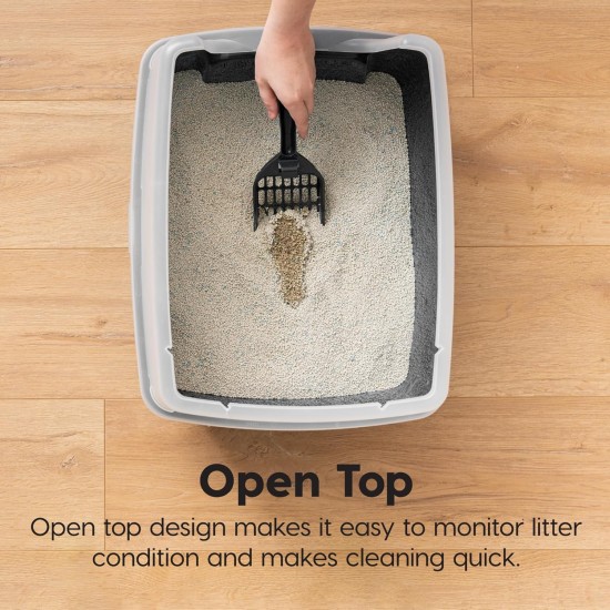 Iris Ohyama CLH-12 Cat Litter Tray, up to 7 kg, Set of 2, Grey, Open, without Lid, High Removable Edge, for Large Cats, Kittens, XXL Cat Litter Box, BPA-Free Iris Ohyama CLH-12 Cat Litter Tray, up to 7 kg, Set of 2, Grey, Open, without Lid, High Removable Edge, for Large Cats, Kittens, XXL Cat Litter Box, BPA-Free