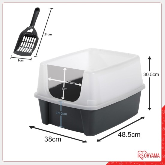 Iris Ohyama CLH-12 Cat Litter Tray, up to 7 kg, Set of 2, Grey, Open, without Lid, High Removable Edge, for Large Cats, Kittens, XXL Cat Litter Box, BPA-Free Iris Ohyama CLH-12 Cat Litter Tray, up to 7 kg, Set of 2, Grey, Open, without Lid, High Removable Edge, for Large Cats, Kittens, XXL Cat Litter Box, BPA-Free