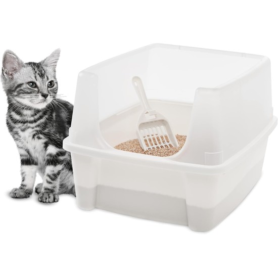 Iris Ohyama CLH-12 Cat Litter Tray, up to 7 kg, Set of 2, Grey, Open, without Lid, High Removable Edge, for Large Cats, Kittens, XXL Cat Litter Box, BPA-Free Iris Ohyama CLH-12 Cat Litter Tray, up to 7 kg, Set of 2, Grey, Open, without Lid, High Removable Edge, for Large Cats, Kittens, XXL Cat Litter Box, BPA-Free