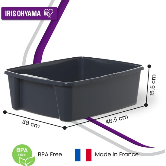 Iris Ohyama CLH-12 Cat Litter Tray, up to 7 kg, Set of 2, Grey, Open, without Lid, High Removable Edge, for Large Cats, Kittens, XXL Cat Litter Box, BPA-Free Iris Ohyama CLH-12 Cat Litter Tray, up to 7 kg, Set of 2, Grey, Open, without Lid, High Removable Edge, for Large Cats, Kittens, XXL Cat Litter Box, BPA-Free