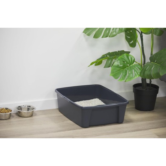 Iris Ohyama CLH-12 Cat Litter Tray, up to 7 kg, Set of 2, Grey, Open, without Lid, High Removable Edge, for Large Cats, Kittens, XXL Cat Litter Box, BPA-Free Iris Ohyama CLH-12 Cat Litter Tray, up to 7 kg, Set of 2, Grey, Open, without Lid, High Removable Edge, for Large Cats, Kittens, XXL Cat Litter Box, BPA-Free