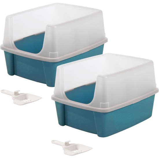 Iris Ohyama CLH-12 Cat Litter Tray, up to 7 kg, Set of 2, Grey, Open, without Lid, High Removable Edge, for Large Cats, Kittens, XXL Cat Litter Box, BPA-Free Iris Ohyama CLH-12 Cat Litter Tray, up to 7 kg, Set of 2, Grey, Open, without Lid, High Removable Edge, for Large Cats, Kittens, XXL Cat Litter Box, BPA-Free