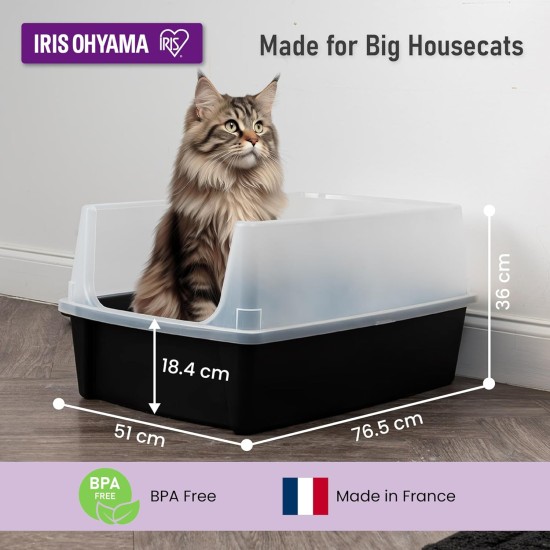Iris Ohyama CLH-12 Cat Litter Tray, up to 7 kg, Set of 2, Grey, Open, without Lid, High Removable Edge, for Large Cats, Kittens, XXL Cat Litter Box, BPA-Free Iris Ohyama CLH-12 Cat Litter Tray, up to 7 kg, Set of 2, Grey, Open, without Lid, High Removable Edge, for Large Cats, Kittens, XXL Cat Litter Box, BPA-Free