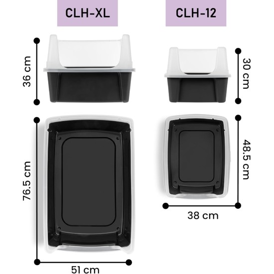 Iris Ohyama CLH-12 Cat Litter Tray, up to 7 kg, Set of 2, Grey, Open, without Lid, High Removable Edge, for Large Cats, Kittens, XXL Cat Litter Box, BPA-Free Iris Ohyama CLH-12 Cat Litter Tray, up to 7 kg, Set of 2, Grey, Open, without Lid, High Removable Edge, for Large Cats, Kittens, XXL Cat Litter Box, BPA-Free