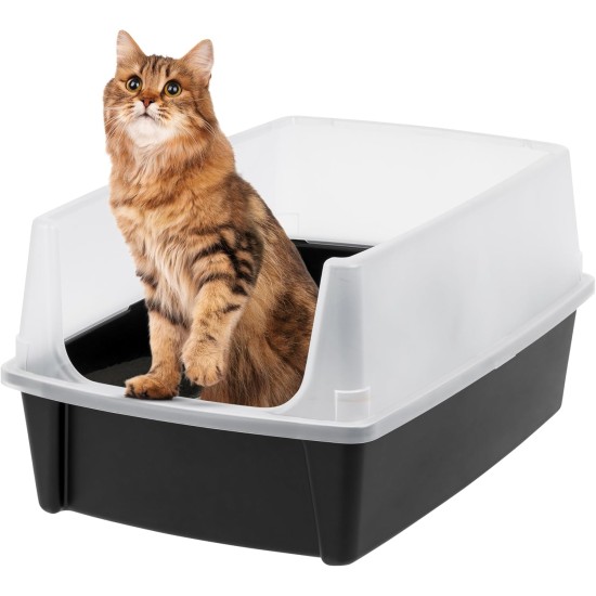 Iris Ohyama CLH-12 Cat Litter Tray, up to 7 kg, Set of 2, Grey, Open, without Lid, High Removable Edge, for Large Cats, Kittens, XXL Cat Litter Box, BPA-Free Iris Ohyama CLH-12 Cat Litter Tray, up to 7 kg, Set of 2, Grey, Open, without Lid, High Removable Edge, for Large Cats, Kittens, XXL Cat Litter Box, BPA-Free