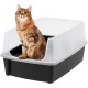 Iris Ohyama CLH-12 Cat Litter Tray, up to 7 kg, Set of 2, Grey, Open, without Lid, High Removable Edge, for Large Cats, Kittens, XXL Cat Litter Box, BPA-Free