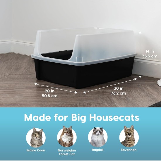 Iris Ohyama CLH-12 Cat Litter Tray, up to 7 kg, Set of 2, Grey, Open, without Lid, High Removable Edge, for Large Cats, Kittens, XXL Cat Litter Box, BPA-Free Iris Ohyama CLH-12 Cat Litter Tray, up to 7 kg, Set of 2, Grey, Open, without Lid, High Removable Edge, for Large Cats, Kittens, XXL Cat Litter Box, BPA-Free