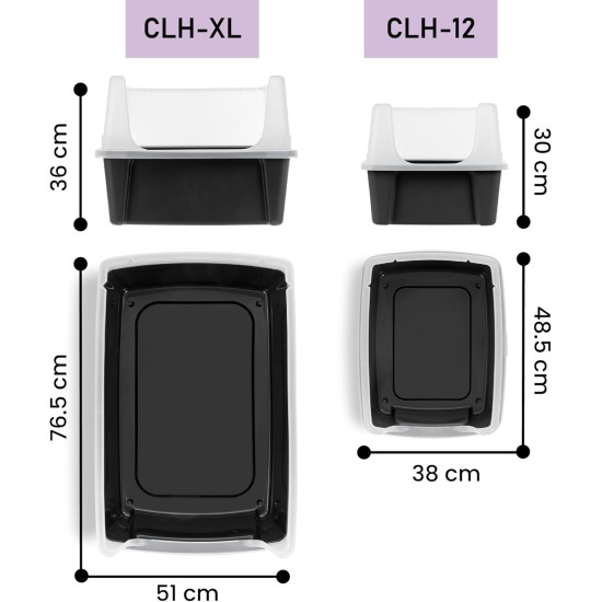 Iris Ohyama CLH-12 Cat Litter Tray, up to 7 kg, Set of 2, Grey, Open, without Lid, High Removable Edge, for Large Cats, Kittens, XXL Cat Litter Box, BPA-Free Iris Ohyama CLH-12 Cat Litter Tray, up to 7 kg, Set of 2, Grey, Open, without Lid, High Removable Edge, for Large Cats, Kittens, XXL Cat Litter Box, BPA-Free