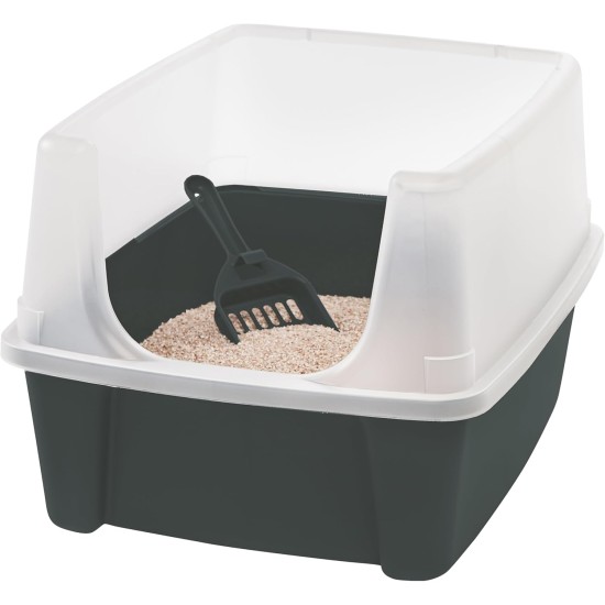 Iris Ohyama CLH-12 Cat Litter Tray, up to 7 kg, Set of 2, Grey, Open, without Lid, High Removable Edge, for Large Cats, Kittens, XXL Cat Litter Box, BPA-Free Iris Ohyama CLH-12 Cat Litter Tray, up to 7 kg, Set of 2, Grey, Open, without Lid, High Removable Edge, for Large Cats, Kittens, XXL Cat Litter Box, BPA-Free