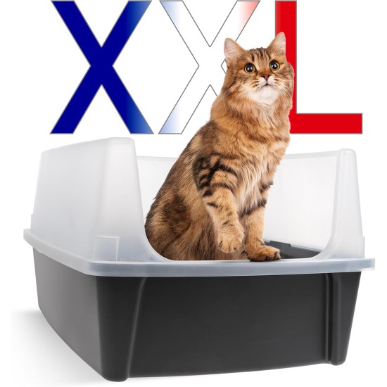 Iris Ohyama, Extra Large Cat Litter Tray XL Cat Litter Tray Grey High Sided Tray Removable Sides Leak-Proof Easy Clean for Large Adult Cat Two Animals Maine Coon BPA Free Iris Ohyama, Extra Large Cat Litter Tray XL Cat Litter Tray Grey High Sided Tray Removable Sides Leak-Proof Easy Clean for Large Adult Cat Two Animals Maine Coon BPA Free
