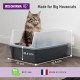 Iris Ohyama, Extra Large Cat Litter Tray XL Cat Litter Tray Grey High Sided Tray Removable Sides Leak-Proof Easy Clean for Large Adult Cat Two Animals Maine Coon BPA Free