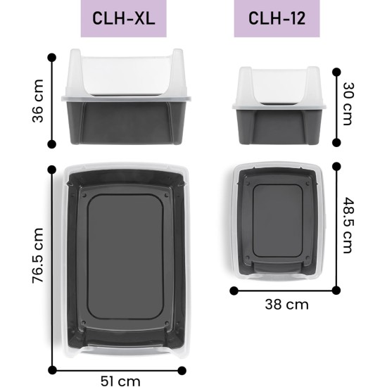 Iris Ohyama, Extra Large Cat Litter Tray XL Cat Litter Tray Grey High Sided Tray Removable Sides Leak-Proof Easy Clean for Large Adult Cat Two Animals Maine Coon BPA Free Iris Ohyama, Extra Large Cat Litter Tray XL Cat Litter Tray Grey High Sided Tray Removable Sides Leak-Proof Easy Clean for Large Adult Cat Two Animals Maine Coon BPA Free