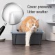 Iris Ohyama, Extra Large Cat Litter Tray XL Cat Litter Tray Grey High Sided Tray Removable Sides Leak-Proof Easy Clean for Large Adult Cat Two Animals Maine Coon BPA Free