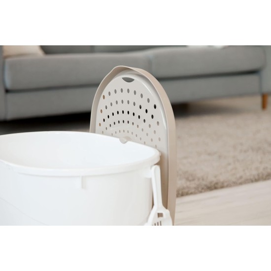 Iris Ohyama, Large Plastic Cat Litter Tray with Top Access, includes Scoop and Slotted Lid, W 53 x D 41 x H 37 cm, Unit, BPA-Free, Scoop Holder, PUNT-530, White/Beige Iris Ohyama, Large Plastic Cat Litter Tray with Top Access, includes Scoop and Slotted Lid, W 53 x D 41 x H 37 cm, Unit, BPA-Free, Scoop Holder, PUNT-530, White/Beige
