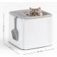 Iris Ohyama, Large Plastic Cat Litter Tray with Top Access, includes Scoop and Slotted Lid, W 53 x D 41 x H 37 cm, Unit, BPA-Free, Scoop Holder, PUNT-530, White/Beige Iris Ohyama, Large Plastic Cat Litter Tray with Top Access, includes Scoop and Slotted Lid, W 53 x D 41 x H 37 cm, Unit, BPA-Free, Scoop Holder, PUNT-530, White/Beige