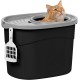Iris Ohyama, Large Plastic Cat Litter Tray with Top Access, includes Scoop and Slotted Lid, W 53 x D 41 x H 37 cm, Unit, BPA-Free, Scoop Holder, PUNT-530, White/Beige Iris Ohyama, Large Plastic Cat Litter Tray with Top Access, includes Scoop and Slotted Lid, W 53 x D 41 x H 37 cm, Unit, BPA-Free, Scoop Holder, PUNT-530, White/Beige