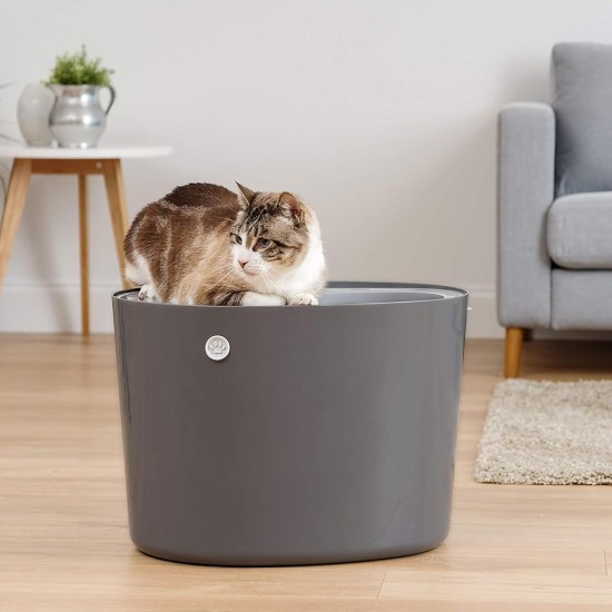Iris Ohyama, Large Plastic Cat Litter Tray with Top Access, includes Scoop and Slotted Lid, W 53 x D 41 x H 37 cm, Unit, BPA-Free, Scoop Holder, PUNT-530, White/Beige Iris Ohyama, Large Plastic Cat Litter Tray with Top Access, includes Scoop and Slotted Lid, W 53 x D 41 x H 37 cm, Unit, BPA-Free, Scoop Holder, PUNT-530, White/Beige