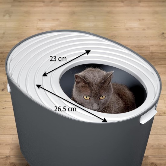 Iris Ohyama, Large Plastic Cat Litter Tray with Top Access, includes Scoop and Slotted Lid, W 53 x D 41 x H 37 cm, Unit, BPA-Free, Scoop Holder, PUNT-530, White/Beige Iris Ohyama, Large Plastic Cat Litter Tray with Top Access, includes Scoop and Slotted Lid, W 53 x D 41 x H 37 cm, Unit, BPA-Free, Scoop Holder, PUNT-530, White/Beige