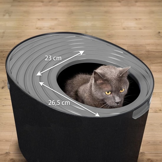 Iris Ohyama, Large Plastic Cat Litter Tray with Top Access, includes Scoop and Slotted Lid, W 53 x D 41 x H 37 cm, Unit, BPA-Free, Scoop Holder, PUNT-530, White/Beige Iris Ohyama, Large Plastic Cat Litter Tray with Top Access, includes Scoop and Slotted Lid, W 53 x D 41 x H 37 cm, Unit, BPA-Free, Scoop Holder, PUNT-530, White/Beige