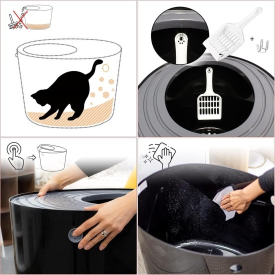 Iris Ohyama, Large Plastic Cat Litter Tray with Top Access, includes Scoop and Slotted Lid, W 53 x D 41 x H 37 cm, Unit, BPA-Free, Scoop Holder, PUNT-530, White/Beige Iris Ohyama, Large Plastic Cat Litter Tray with Top Access, includes Scoop and Slotted Lid, W 53 x D 41 x H 37 cm, Unit, BPA-Free, Scoop Holder, PUNT-530, White/Beige