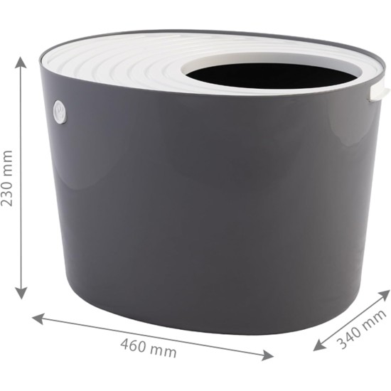 Iris Ohyama, Large Plastic Cat Litter Tray with Top Access, includes Scoop and Vented Lid, W 52 x D 37.5 x H 36.5 cm, Unit, BPA-Free, TECL-20, Grey/White Iris Ohyama, Large Plastic Cat Litter Tray with Top Access, includes Scoop and Vented Lid, W 52 x D 37.5 x H 36.5 cm, Unit, BPA-Free, TECL-20, Grey/White