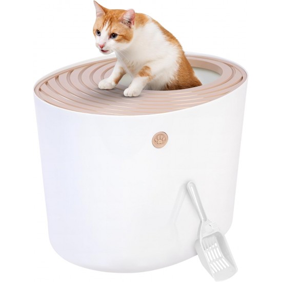 Iris Ohyama, Plastic Cat Litter Tray with Top Entry, includes Scoop and Slotted Lid, W 53 x D 41 x H 37 cm, PUNT-530, Grey Iris Ohyama, Plastic Cat Litter Tray with Top Entry, includes Scoop and Slotted Lid, W 53 x D 41 x H 37 cm, PUNT-530, Grey