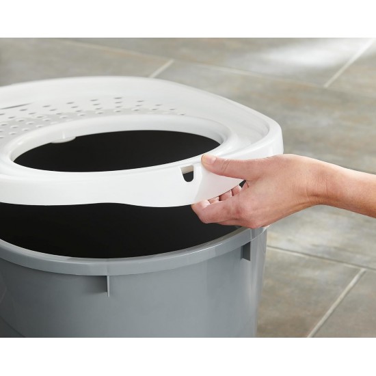 Iris Ohyama, Plastic Cat Litter Tray with Top Entry, includes Scoop and Slotted Lid, W 53 x D 41 x H 37 cm, PUNT-530, Grey Iris Ohyama, Plastic Cat Litter Tray with Top Entry, includes Scoop and Slotted Lid, W 53 x D 41 x H 37 cm, PUNT-530, Grey