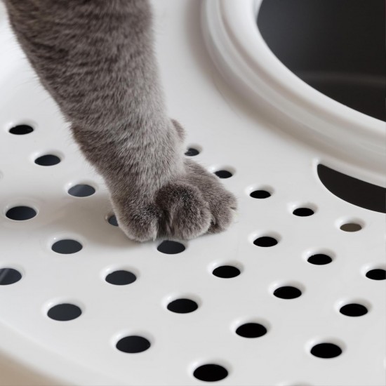 Iris Ohyama, Plastic Cat Litter Tray with Top Entry, includes Scoop and Slotted Lid, W 53 x D 41 x H 37 cm, PUNT-530, Grey Iris Ohyama, Plastic Cat Litter Tray with Top Entry, includes Scoop and Slotted Lid, W 53 x D 41 x H 37 cm, PUNT-530, Grey