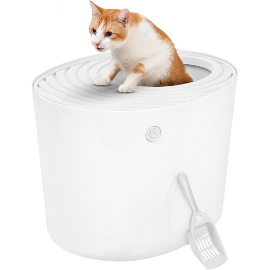Iris Ohyama, Plastic Cat Litter Tray with Top Entry, includes Scoop and Slotted Lid, W 53 x D 41 x H 37 cm, PUNT-530, Grey Iris Ohyama, Plastic Cat Litter Tray with Top Entry, includes Scoop and Slotted Lid, W 53 x D 41 x H 37 cm, PUNT-530, Grey