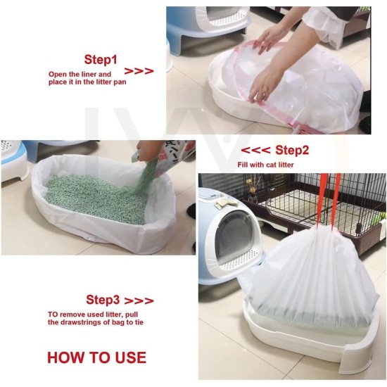 JYYD Cat Litter Tray Liners with Drawstring, Extra Thick, Scratch Resistant, Size M 20 JYYD Cat Litter Tray Liners with Drawstring, Extra Thick, Scratch Resistant, Size M 20