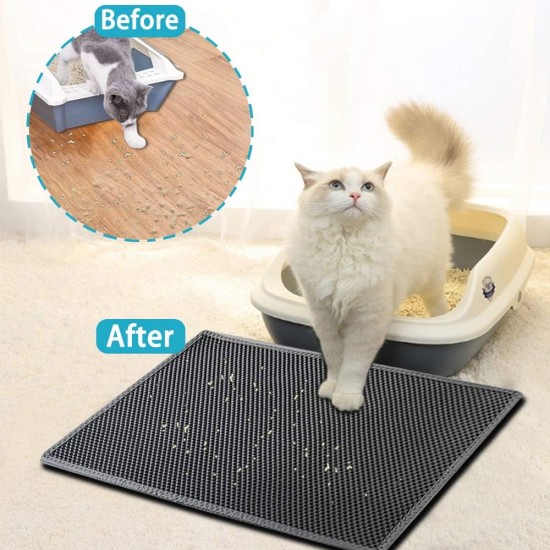 Kaxionage cat litter mat large size 76 x 61 cm cat litter tray underlay honeycomb design cat litter mat waterproof double layer design honeycomb mat Kaxionage cat litter mat large size 76 x 61 cm cat litter tray underlay honeycomb design cat litter mat waterproof double layer design honeycomb mat