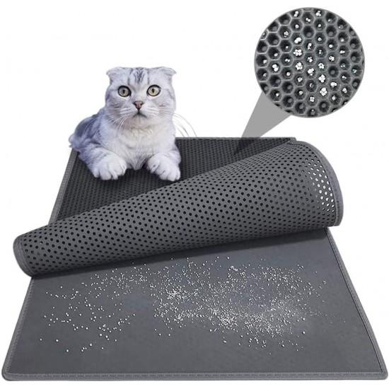Kaxionage cat litter mat large size 76 x 61 cm cat litter tray underlay honeycomb design cat litter mat waterproof double layer design honeycomb mat Kaxionage cat litter mat large size 76 x 61 cm cat litter tray underlay honeycomb design cat litter mat waterproof double layer design honeycomb mat