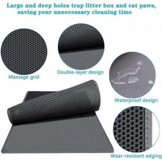 Kaxionage cat litter mat large size 76 x 61 cm cat litter tray underlay honeycomb design cat litter mat waterproof double layer design honeycomb mat Kaxionage cat litter mat large size 76 x 61 cm cat litter tray underlay honeycomb design cat litter mat waterproof double layer design honeycomb mat