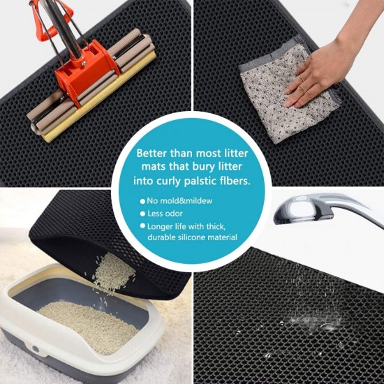 Kaxionage cat litter mat large size 76 x 61 cm cat litter tray underlay honeycomb design cat litter mat waterproof double layer design honeycomb mat Kaxionage cat litter mat large size 76 x 61 cm cat litter tray underlay honeycomb design cat litter mat waterproof double layer design honeycomb mat