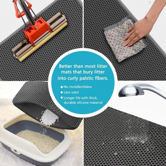 Kaxionage cat litter mat large size 76 x 61 cm cat litter tray underlay honeycomb design cat litter mat waterproof double layer design honeycomb mat Kaxionage cat litter mat large size 76 x 61 cm cat litter tray underlay honeycomb design cat litter mat waterproof double layer design honeycomb mat