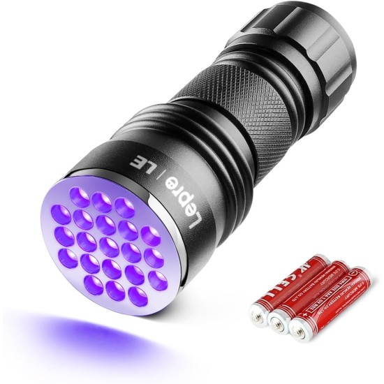 LE 21 LED 395nm Utlra Violet LED Flashlight/Blacklight, UV LED Flashlight, Pet UV Urine & Stain Detector, 3 AAA Batteries Included, Find Stains on Clothes, Carpet or Rugs LE 21 LED 395nm Utlra Violet LED Flashlight/Blacklight, UV LED Flashlight, Pet UV Urine & Stain Detector, 3 AAA Batteries Included, Find Stains on Clothes, Carpet or Rugs