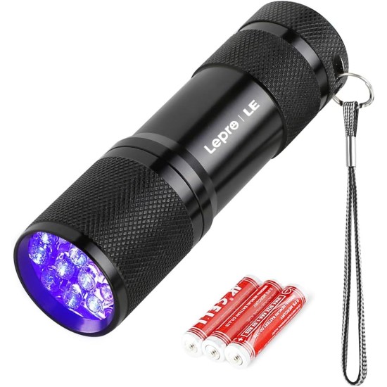 LE UV Torch, 9 LED 395nm Ultraviolet Flashlight, Blacklight Detector for Pet Urine, Stain, Bed Bugs and More, 3 AAA Batteries Included LE UV Torch, 9 LED 395nm Ultraviolet Flashlight, Blacklight Detector for Pet Urine, Stain, Bed Bugs and More, 3 AAA Batteries Included
