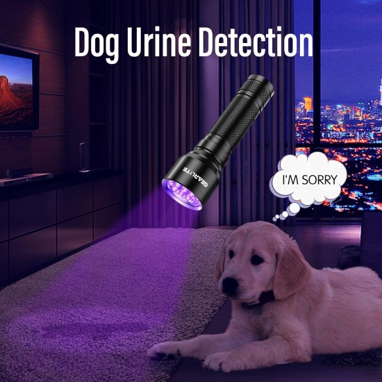 LED Black Light Torch with 21 LEDs, Mini UV Lamp with 395 nm, Ultraviolet Light for Geocaching, Pet Urine Detector, Dried Stains of Dogs and Other Pets LED Black Light Torch with 21 LEDs, Mini UV Lamp with 395 nm, Ultraviolet Light for Geocaching, Pet Urine Detector, Dried Stains of Dogs and Other Pets