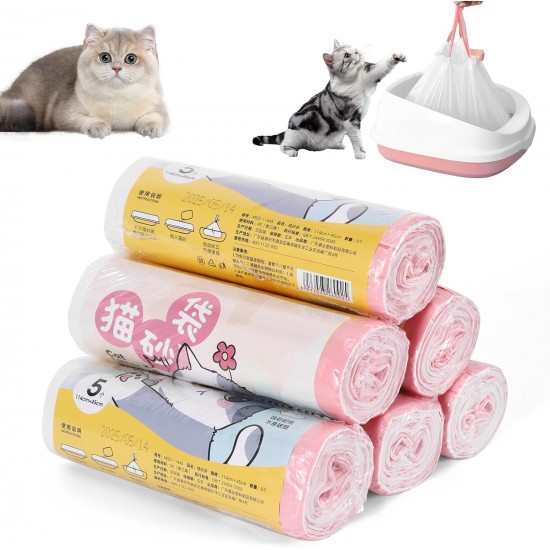 Large Cat Litter Tray Liners, 30 Pack with Drawstring, Scratch-Resistant and Leak-Proof, Thickened Heavy Duty XL Cat Litter Tray Liner for Large and Jumbo Litter, 114 x 45 cm Large Cat Litter Tray Liners, 30 Pack with Drawstring, Scratch-Resistant and Leak-Proof, Thickened Heavy Duty XL Cat Litter Tray Liner for Large and Jumbo Litter, 114 x 45 cm