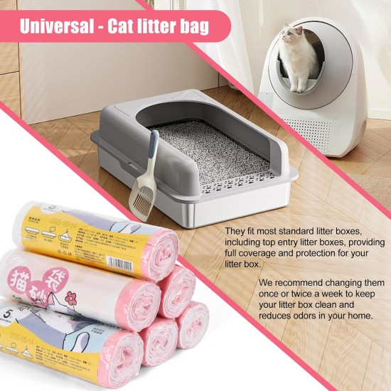 Large Cat Litter Tray Liners, 30 Pack with Drawstring, Scratch-Resistant and Leak-Proof, Thickened Heavy Duty XL Cat Litter Tray Liner for Large and Jumbo Litter, 114 x 45 cm Large Cat Litter Tray Liners, 30 Pack with Drawstring, Scratch-Resistant and Leak-Proof, Thickened Heavy Duty XL Cat Litter Tray Liner for Large and Jumbo Litter, 114 x 45 cm