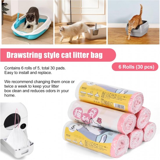 Large Cat Litter Tray Liners, 30 Pack with Drawstring, Scratch-Resistant and Leak-Proof, Thickened Heavy Duty XL Cat Litter Tray Liner for Large and Jumbo Litter, 114 x 45 cm Large Cat Litter Tray Liners, 30 Pack with Drawstring, Scratch-Resistant and Leak-Proof, Thickened Heavy Duty XL Cat Litter Tray Liner for Large and Jumbo Litter, 114 x 45 cm