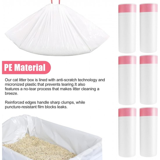 Large Cat Litter Tray Liners, 30 Pack with Drawstring, Scratch-Resistant and Leak-Proof, Thickened Heavy Duty XL Cat Litter Tray Liner for Large and Jumbo Litter, 114 x 45 cm Large Cat Litter Tray Liners, 30 Pack with Drawstring, Scratch-Resistant and Leak-Proof, Thickened Heavy Duty XL Cat Litter Tray Liner for Large and Jumbo Litter, 114 x 45 cm
