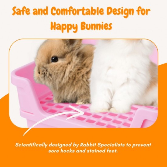 Large Rabbit Cat Litter Tray with Plastic Grid and Tilt Tray, Safe for Rabbit Feet, Pet Waste Station for Rabbit Supplies - Rabbit Cage Accessories, Cage Hooks for Corner Cat Litter Tray Training Large Rabbit Cat Litter Tray with Plastic Grid and Tilt Tray, Safe for Rabbit Feet, Pet Waste Station for Rabbit Supplies - Rabbit Cage Accessories, Cage Hooks for Corner Cat Litter Tray Training
