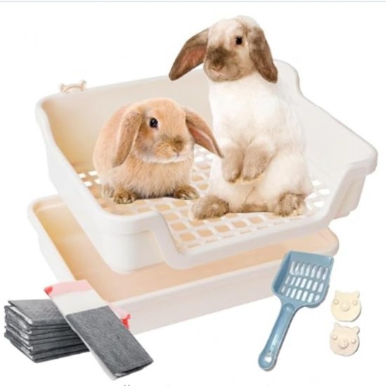 Large Rabbit Cat Litter Tray with Plastic Grid and Tilt Tray, Safe for Rabbit Feet, Pet Waste Station for Rabbit Supplies - Rabbit Cage Accessories, Cage Hooks for Corner Cat Litter Tray Training Large Rabbit Cat Litter Tray with Plastic Grid and Tilt Tray, Safe for Rabbit Feet, Pet Waste Station for Rabbit Supplies - Rabbit Cage Accessories, Cage Hooks for Corner Cat Litter Tray Training