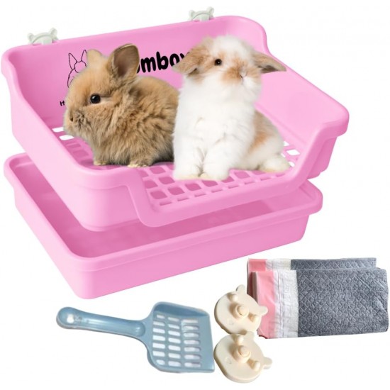 Large Rabbit Cat Litter Tray with Plastic Grid and Tilt Tray, Safe for Rabbit Feet, Pet Waste Station for Rabbit Supplies - Rabbit Cage Accessories, Cage Hooks for Corner Cat Litter Tray Training Large Rabbit Cat Litter Tray with Plastic Grid and Tilt Tray, Safe for Rabbit Feet, Pet Waste Station for Rabbit Supplies - Rabbit Cage Accessories, Cage Hooks for Corner Cat Litter Tray Training