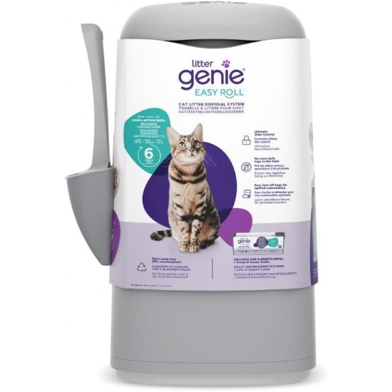 Litter Genie Easy Roll No.1 in USA Cat Litter Bucket, Cheaper and Greener Disposal System, Includes 1 Refill Cassette
