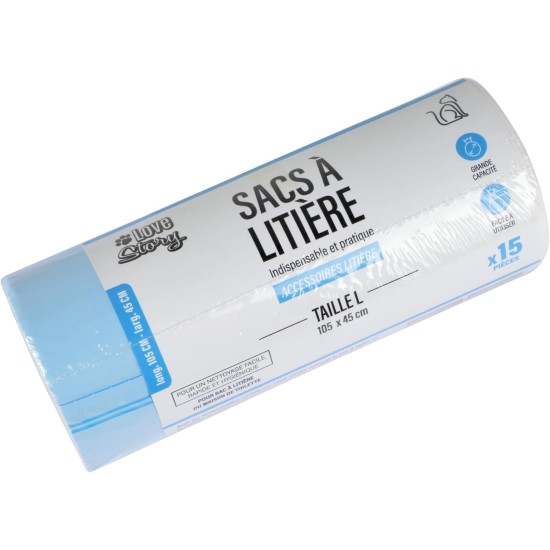 Love Story, Roll of 15 Bags for Toilet House with Handles Polyethylene 105 x 45 cm