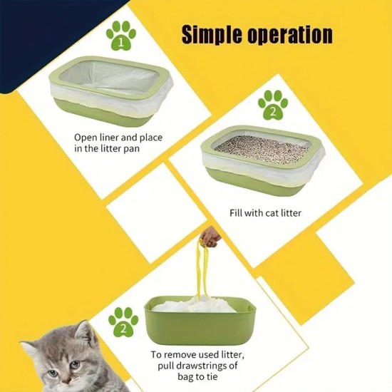 LuxeVita Biodegradable Cat Litter Tray Liners - Heavy Duty Leak Proof Easy Clean Pet Waste Bags - 100% Eco Friendly with Drawstring - Pack of 20 (90 x 45cm) LuxeVita Biodegradable Cat Litter Tray Liners - Heavy Duty Leak Proof Easy Clean Pet Waste Bags - 100% Eco Friendly with Drawstring - Pack of 20 (90 x 45cm)