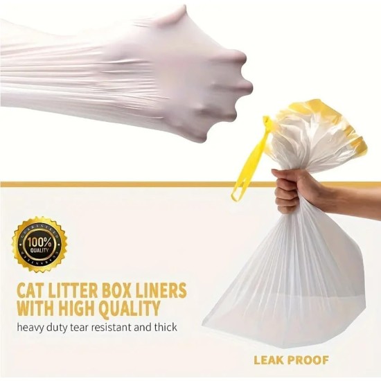 LuxeVita Biodegradable Cat Litter Tray Liners - Heavy Duty Leak Proof Easy Clean Pet Waste Bags - 100% Eco Friendly with Drawstring - Pack of 20 (90 x 45cm) LuxeVita Biodegradable Cat Litter Tray Liners - Heavy Duty Leak Proof Easy Clean Pet Waste Bags - 100% Eco Friendly with Drawstring - Pack of 20 (90 x 45cm)